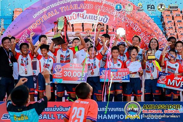 Congratulate to Mr. Konpaphat Nansureewara (Midfield) G.6A and Mr. Nutthawit Kampangtip (Top) G.7A, football players from the Nice Place Academy Chiangmai team, participated in the 7-a-side football competition, under 12 years old, SAT Thailand Football Championship