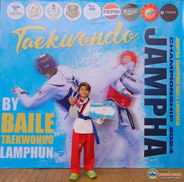 Congratulate to Miss Siladapa Upra (Lyga), G.2IB participated in the Taekwondo Jampha Championship 2024