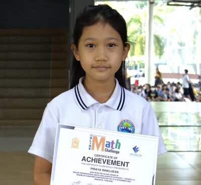 Congratulate to Miss Piraya Rinkluean (Ingfha) G.4B who received a silver medal for The Online International Math Challenge competition between 15-16 November 2024.