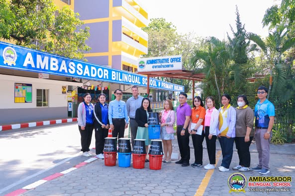 Ambassador Bilingual School (ABS) received the trash cans for food waste management and hazardous waste collection.