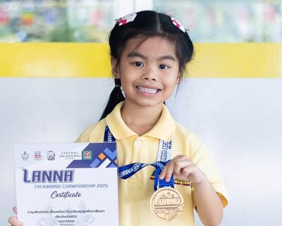 Congratulations to Miss Pannin Leknopparat (Palin) Kindergarten 3 – Inter Red for participating in the Lanna Taekwondo Championship 2025