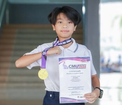 Congratulations to Mr.Natthasedh Wannasin (Tham), G.5 – Inter Red,for participating in the CMU Taekwondo Open and winning the Gold Medal in Kyorugi Junior Male 11–12 Years, Class C.